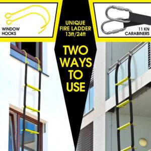 Fire Escape Ladder 3 Story 24ft (8 m) | Mounting Anchors Included | Rope Ladder Fire Escape for Homes 3rd Floor | Portable, Foldable & Compact | Emergency Escape Ladder Suitable for Balcony & Windows