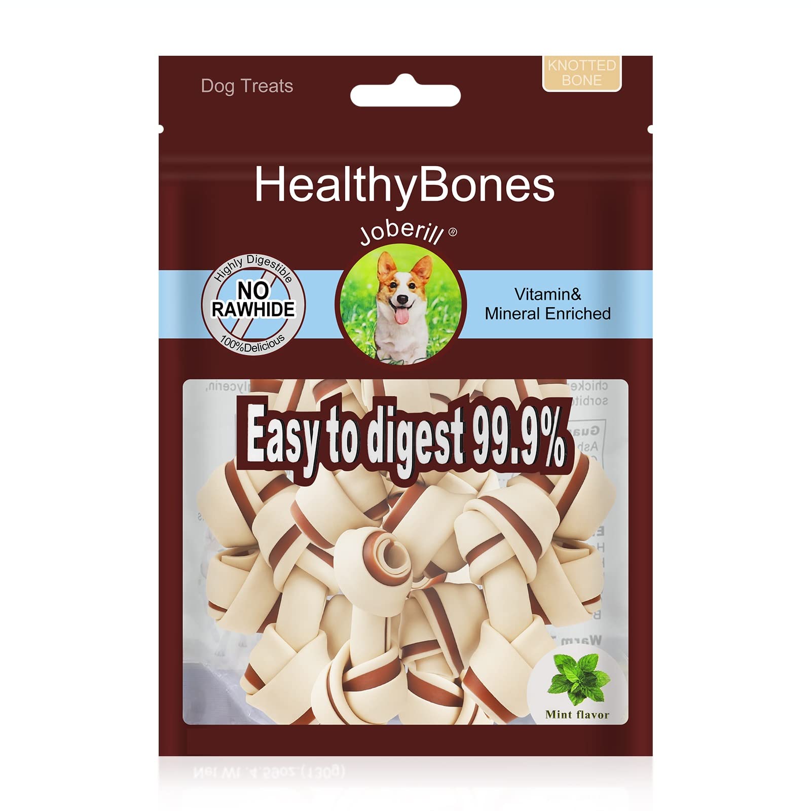 UrbanX HealthyBones Beef Rawhide Free Healthy Mini Chews for Rottweiler and Other Large Working Dogs Great Foods for Training Rewards, 7 Count