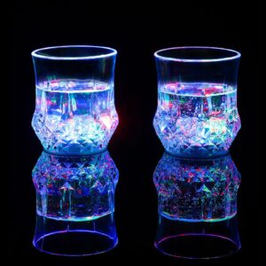 2 Packs Flash Light Up Cups Liquid Activated Multicolor LED Glasses Fun Light Up Drinking Shot Glasses,Glowing Wine Glasses Led Flashing Cups,Favors Adults Shot Cups for Party,Bar,Disco