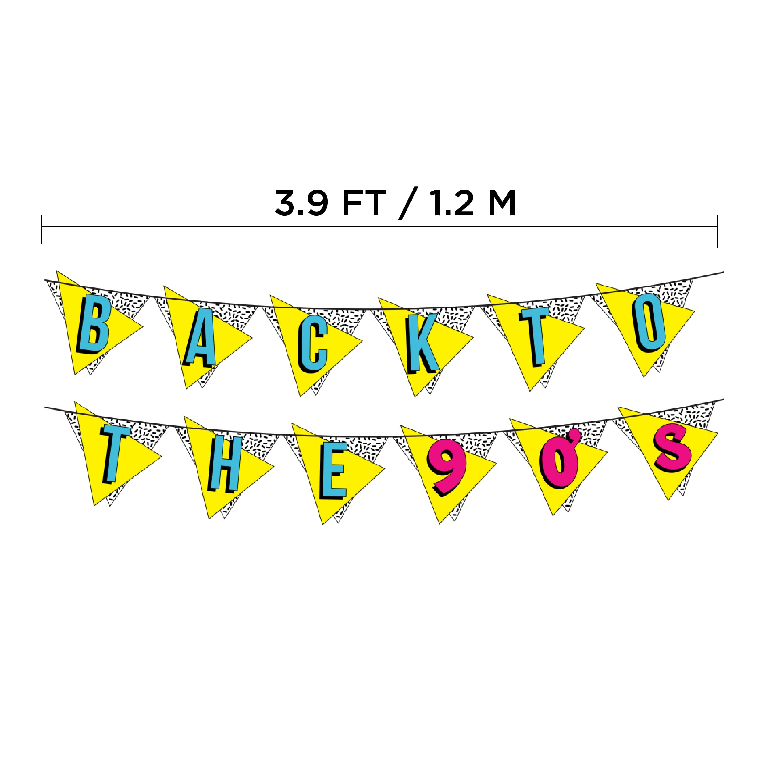 Back to The 90s Neon Banner - Funny Throwback 90's and 80's Theme Party Decoration, Favors & Supplies