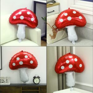 3Pack 31'' Mushroom Foil Balloon,Mushroom Birthday Party Supplier Fairy Princess Birthday Woodland Theme Balloon Baby Shower Supplies Fairy Garden Party Mushroom Decoration Enchanted Forest Decoration