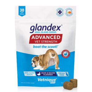 Glandex Anal Gland Hygienic Pet Wipes 100 Ct Advanced Vet-Strength Chews 30 Ct Bundle Dog Cleaning Wipes with Fresh Scent, Vet-Strength Anal Gland Supplement for Dogs with Extra Fiber