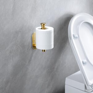 YIGII Adhesive Toilet Paper Holder - Brushed Brass Toilet Roll Holder Stick on Wall for Bathroom, SUS 304 Stainless Steel