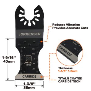 JORGENSEN 3 Pack Oscillating Saw Blades, Tialn Coated Carbide Multitool Blades with 2 Adapters, Universal Multi Oscillating Tool Blade Kits for Hard Material, Hardened Metal, Nails, Bolts, Screws