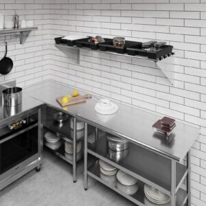 AmGood 60" Long X 18" Deep Stainless Steel Tubular Wall Shelf | NSF Certified | Appliance & Equipment Metal Shelving | Kitchen, Restaurant, Garage, Laundry, Utility Room