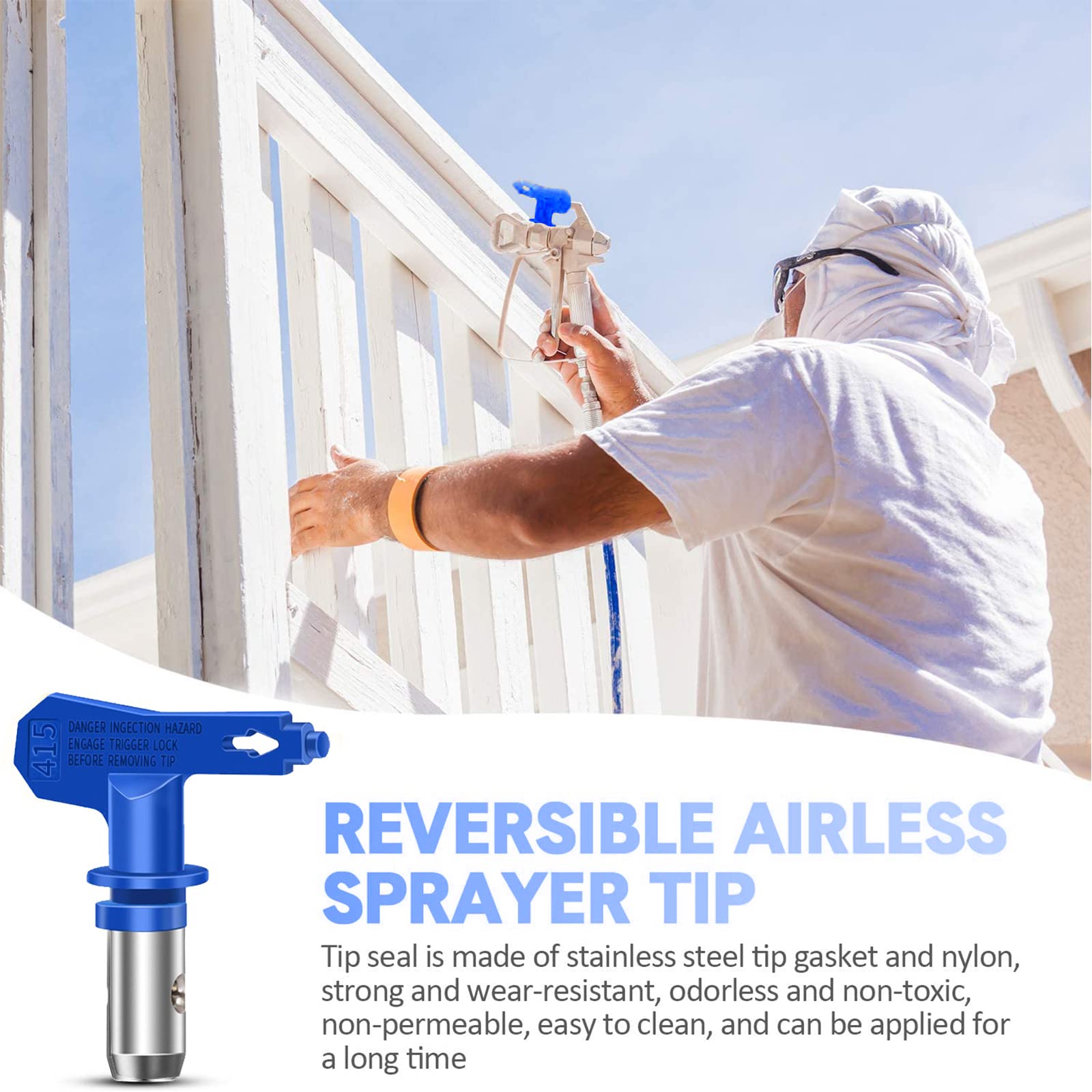 Reversible Spray Tip Nozzles Paint Spray Tips Airless Sprayer Nozzles Airless Sprayer Spraying Machine Parts for Homes Buildings Decks or Fences 211, 313, 415