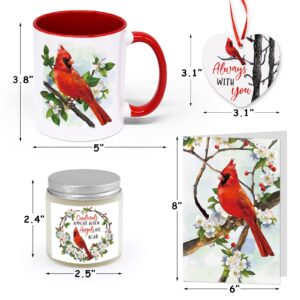 Cardinal Gift Set Christmas Red Bird Present Box Cardinal Mug Soy Candle Card Ceramic Hanging Cardinal Decor Memorial Gift Xmas Winter Holiday Always with You Sympathy Gift Basket for Bird Lover