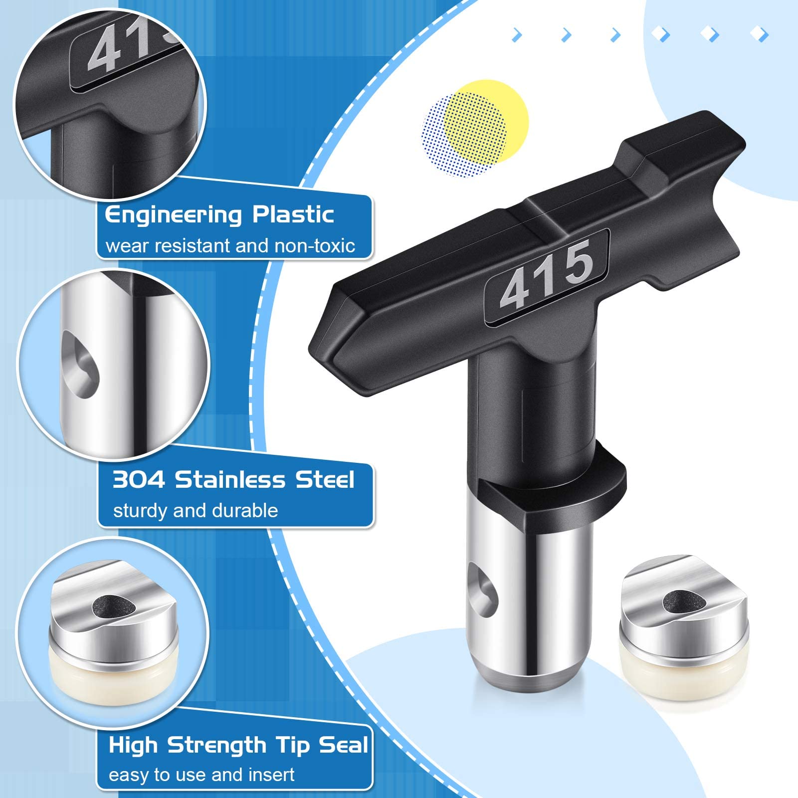 Spray Tips Reversible Spray Tip Airless Spray Nozzles for Airless Paint Spray Guns and Airless Sprayer Spraying Machine (10 Pieces,109, 209, 211, 311, 315, 415, 417, 515, 517, 621)