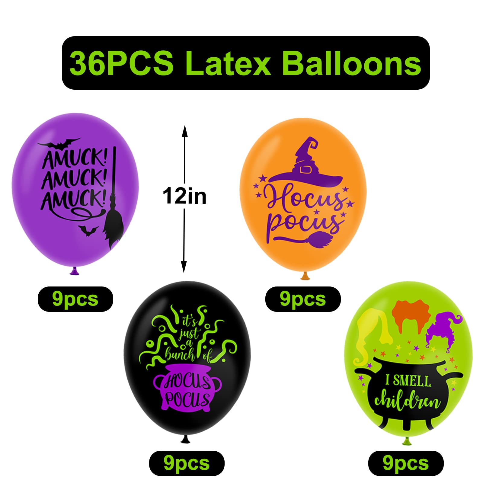 Latex Balloons 36Pcs Halloween Themed Party Wall Decoration Festival Celebration Party Supply