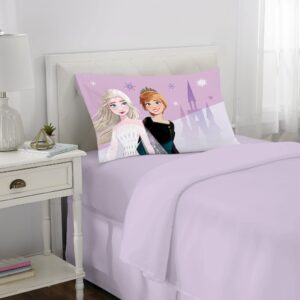 Frozen Elsa & Anna Beauty Silky Satin Standard Reversible Pillowcase Cover 20x30 for Hair and Skin, (Official) Disney Product by Franco