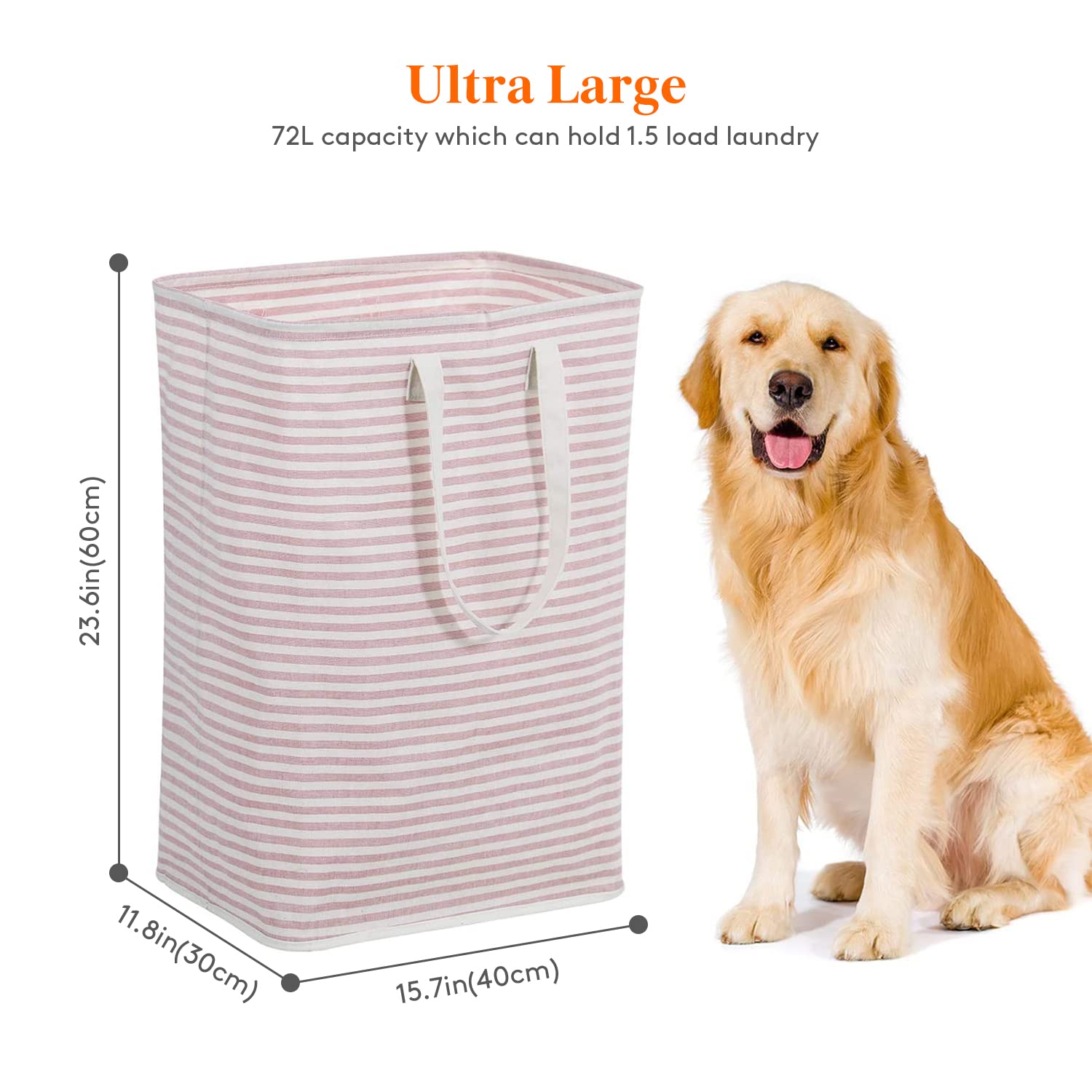 Lifewit 72L Pink Freestanding Laundry Hamper, Bundle with 100L Grey Laundry Hamper