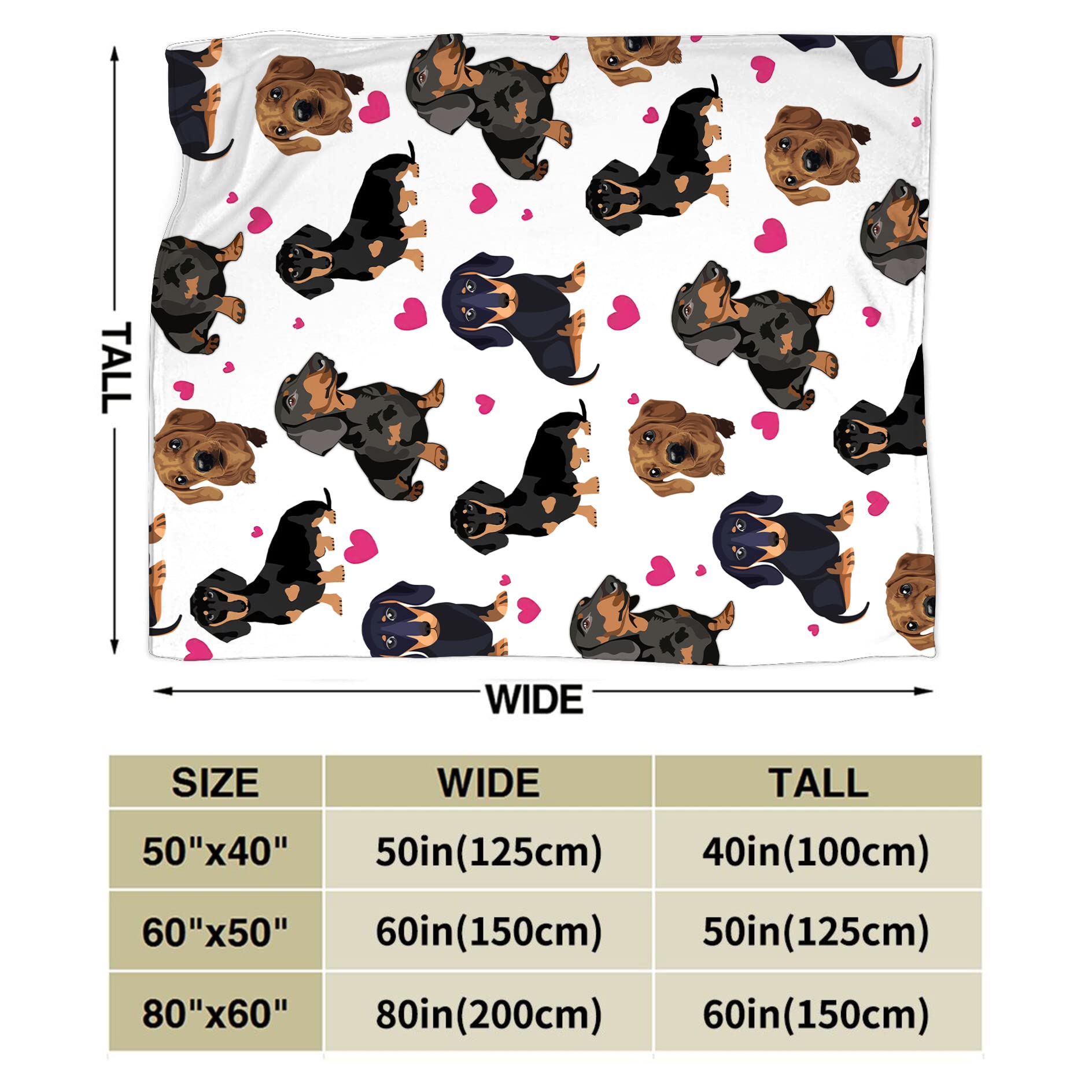 Dachshund Blanket for Girls Boys Women Gifts for Dachshund Lovers Dachshund Throw Blanket for Kids Adults Ultra Soft Cozy Fleece Blanket for Couch Sofa ​Bed 40"x50"