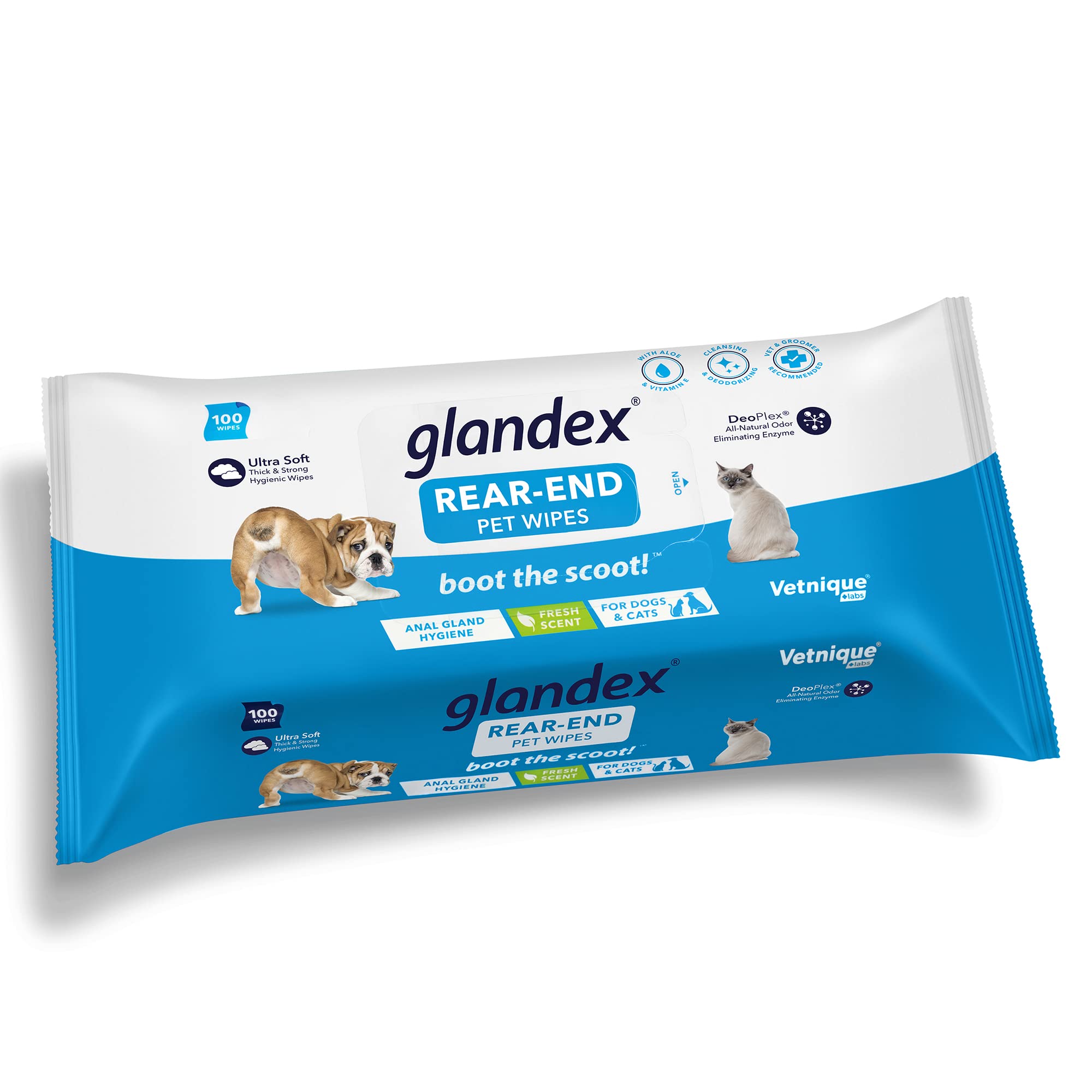 Glandex Anal Gland Hygienic Pet Wipes 100 Ct Advanced Vet-Strength Chews 30 Ct Bundle Dog Cleaning Wipes with Fresh Scent, Vet-Strength Anal Gland Supplement for Dogs with Extra Fiber