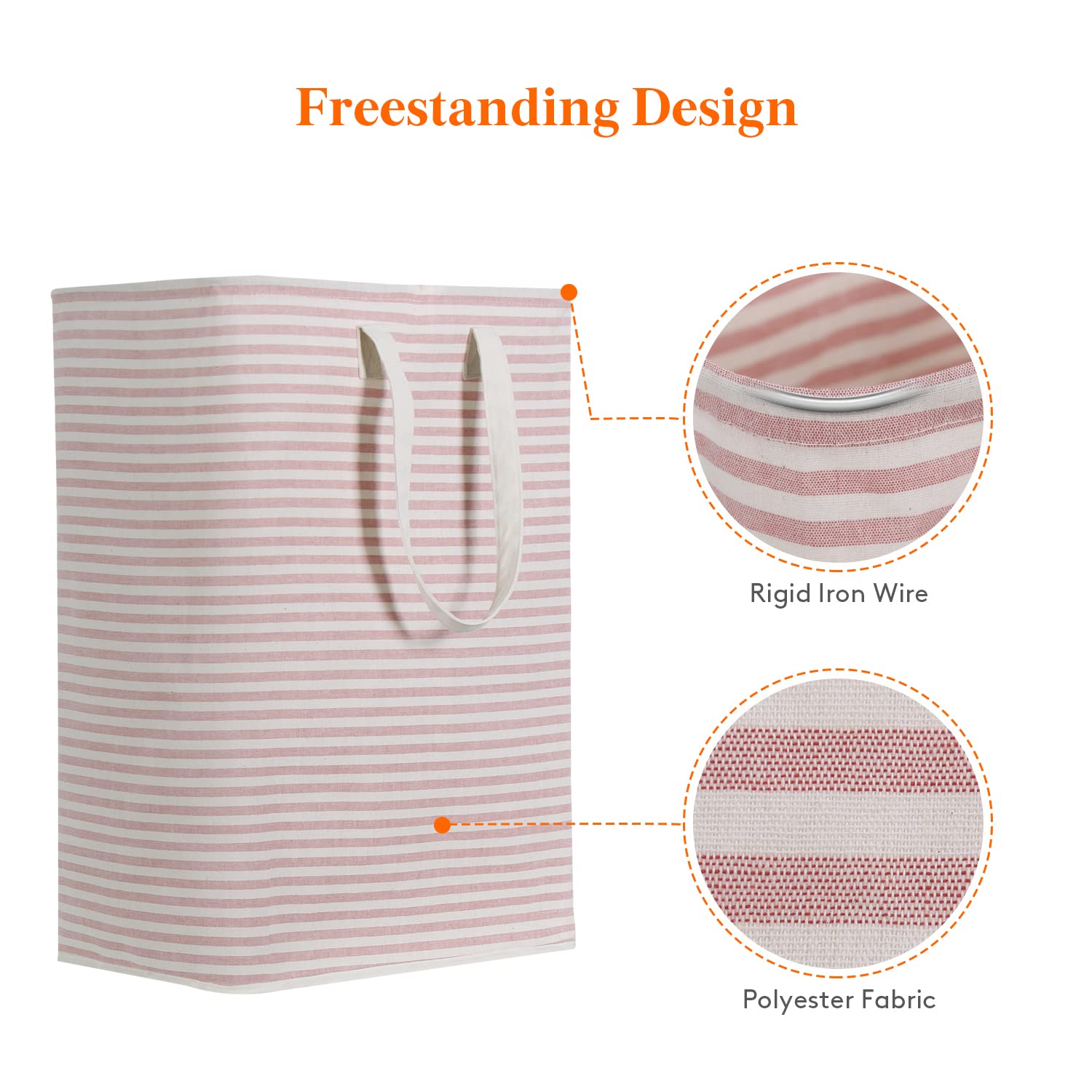 Lifewit 72L Pink Freestanding Laundry Hamper, Bundle with 100L Grey Laundry Hamper