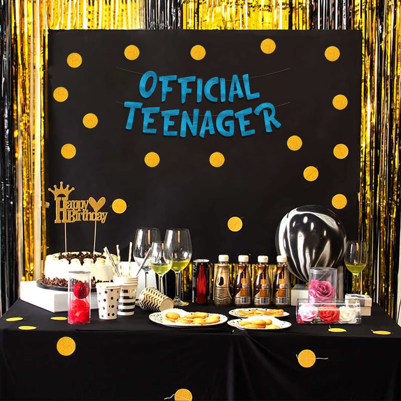 Official Teenager Blue Glitter Banner - 13th Birthday Party Decorations, Gifts, and Supplies