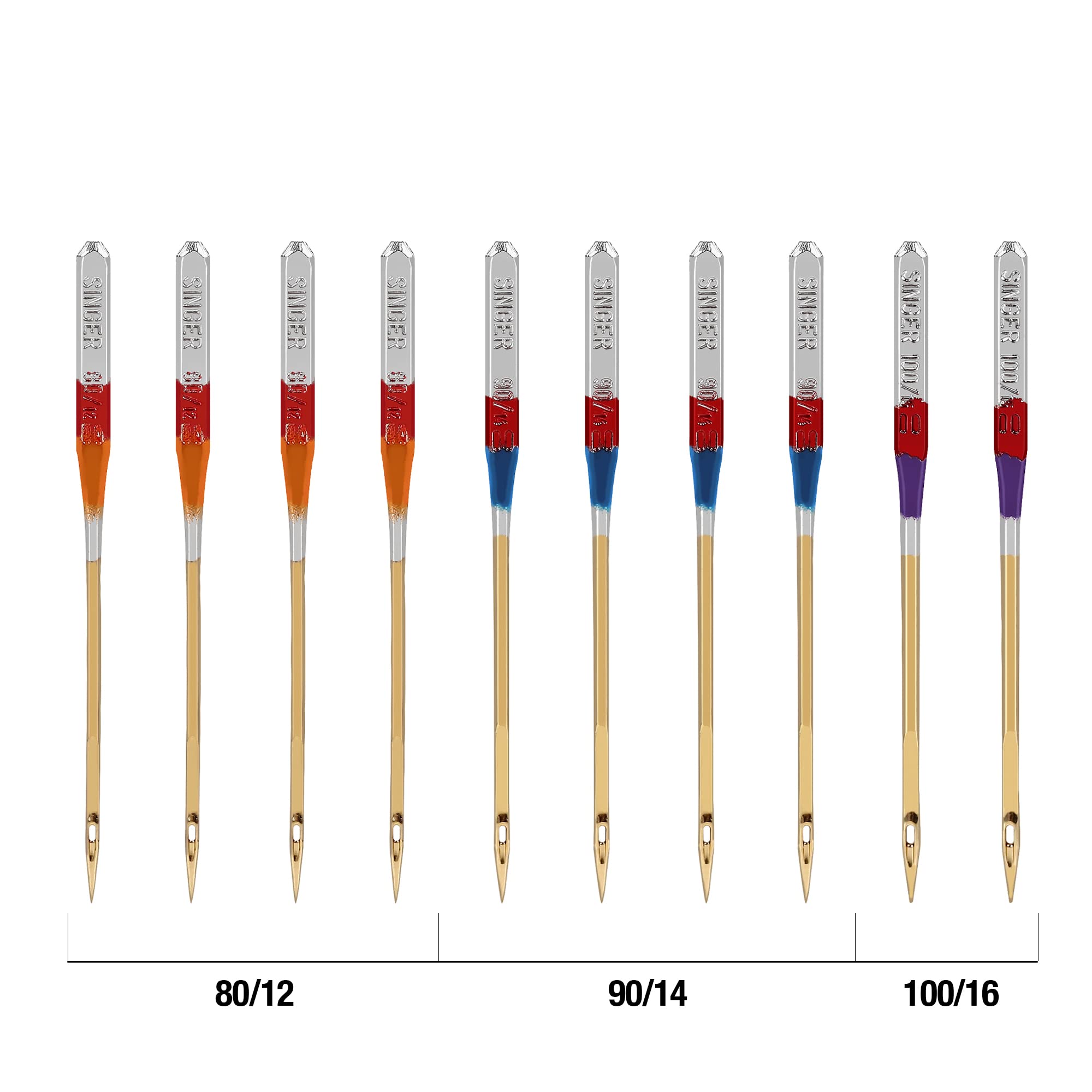 SINGER Assorted Universal Regular Needle and Heavy Duty Needle Bundle for General Sewing in Sizes 80/12, 90/14, 100/16, 110/18, 25pc Set