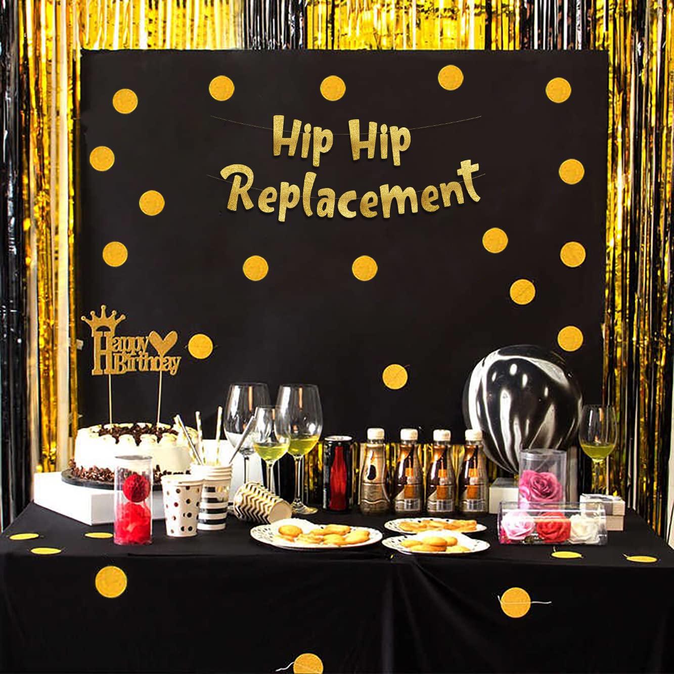 Funny Birthday Gold Glitter Banner – Happy Mens Birthday Party Supplies, Ideas, and Gifts – 21st, 30th. 40th, 50th, 60th, 70th, 80th Adult Birthday Decorations