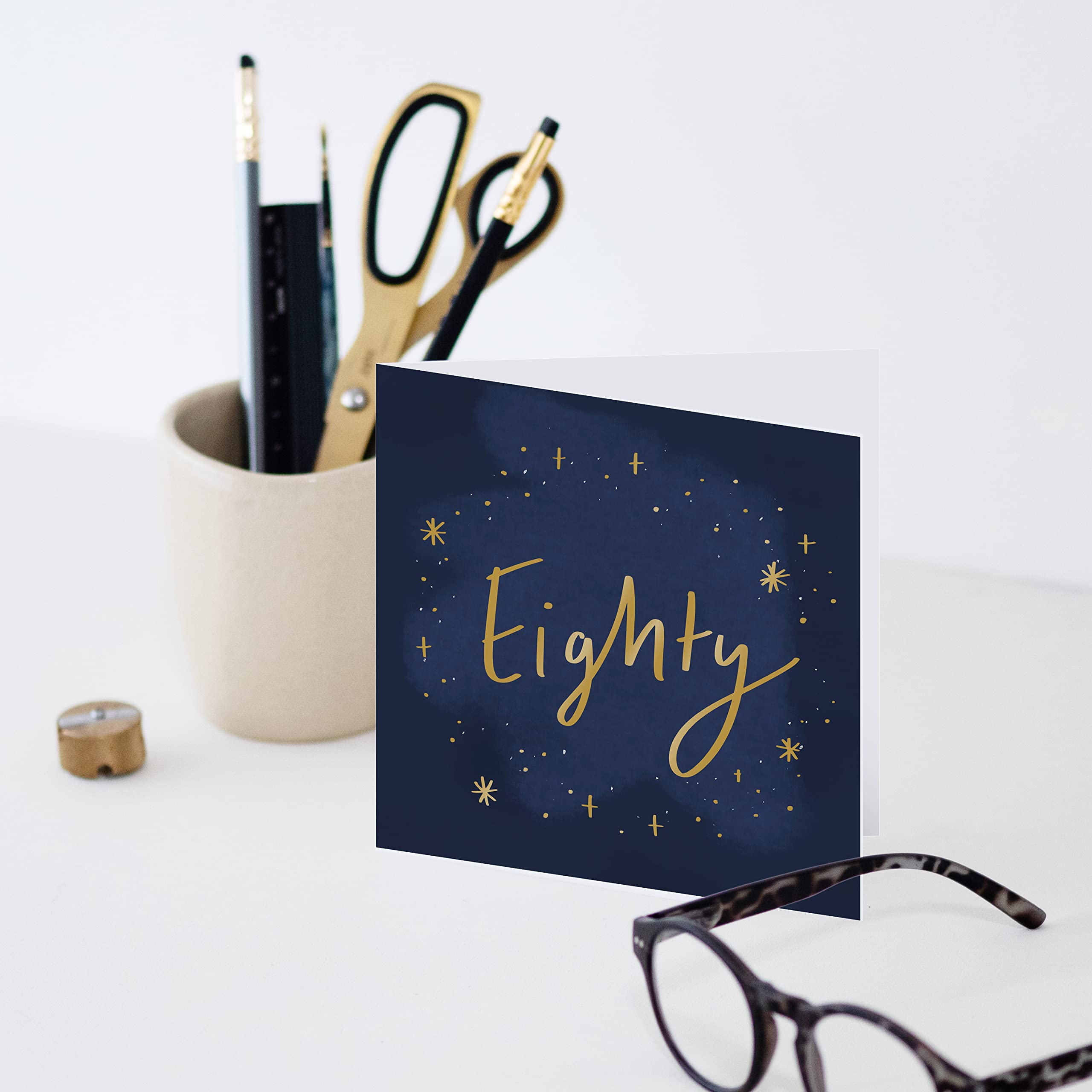 Old English Co. Stars 30th Birthday Card - Stylish Gold Foil Thirtieth Celebrations Greeting Card for Her or Him | Thirty Card For Men and Women | Blank Inside & Envelope Included (30th) (80th)