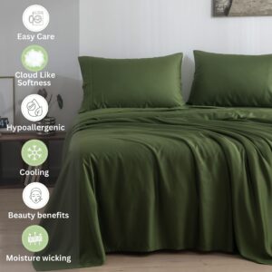 Bamtek - Duvet Cover Set - 100% Viscose from Bamboo Duvet Cover King Size, 3 PC Luxury Cooling Duvet Cover for Hot Sleepers, Silky Buttery Soft Comforter Cover & 2 PC King Pillowcases, Forest