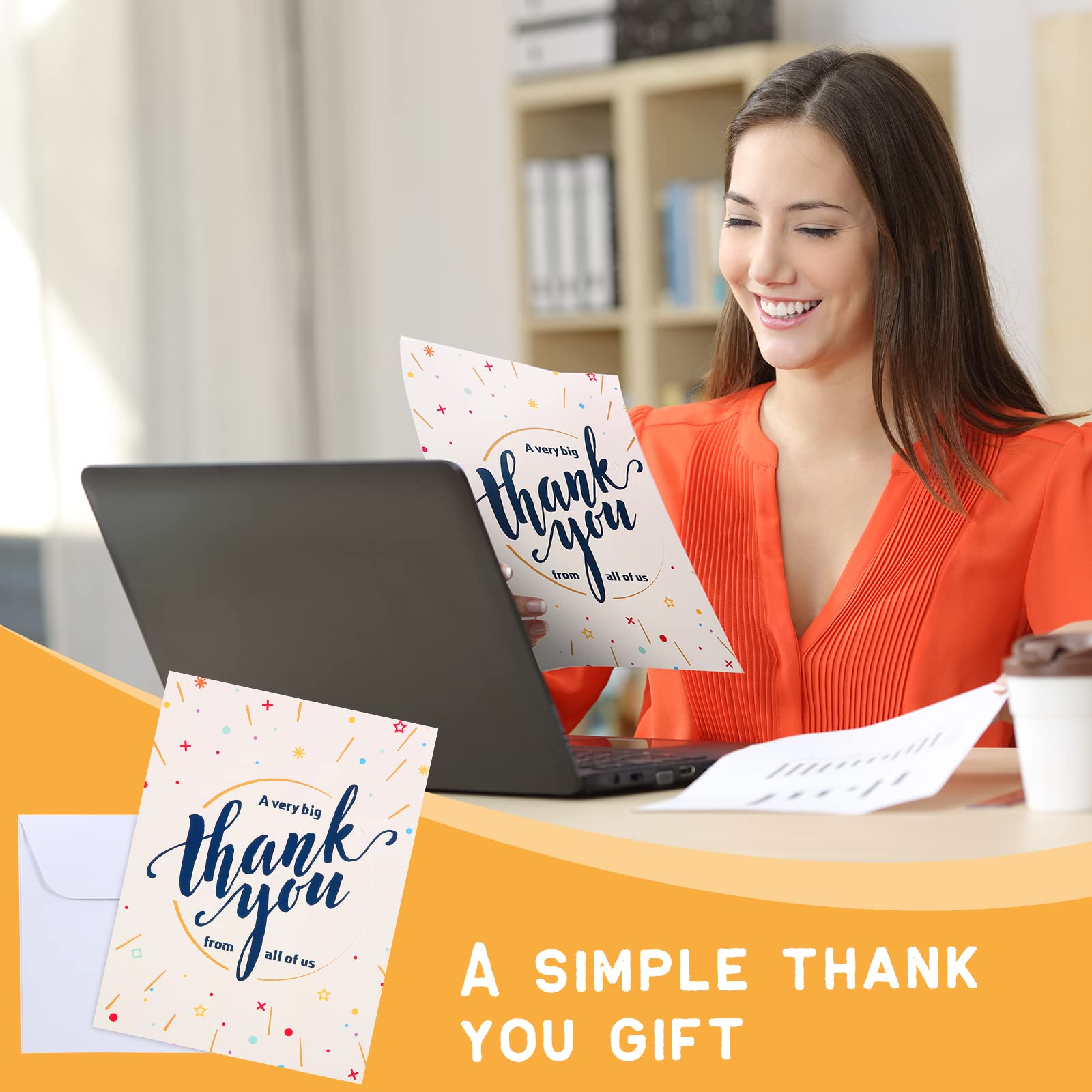 Leitee 4 Pcs Big Thank You Card with Envelope Large Appreciation Cards 17 x 12'' Thank You Card Oversize Group Team Card for Doctor Teacher (Classic)