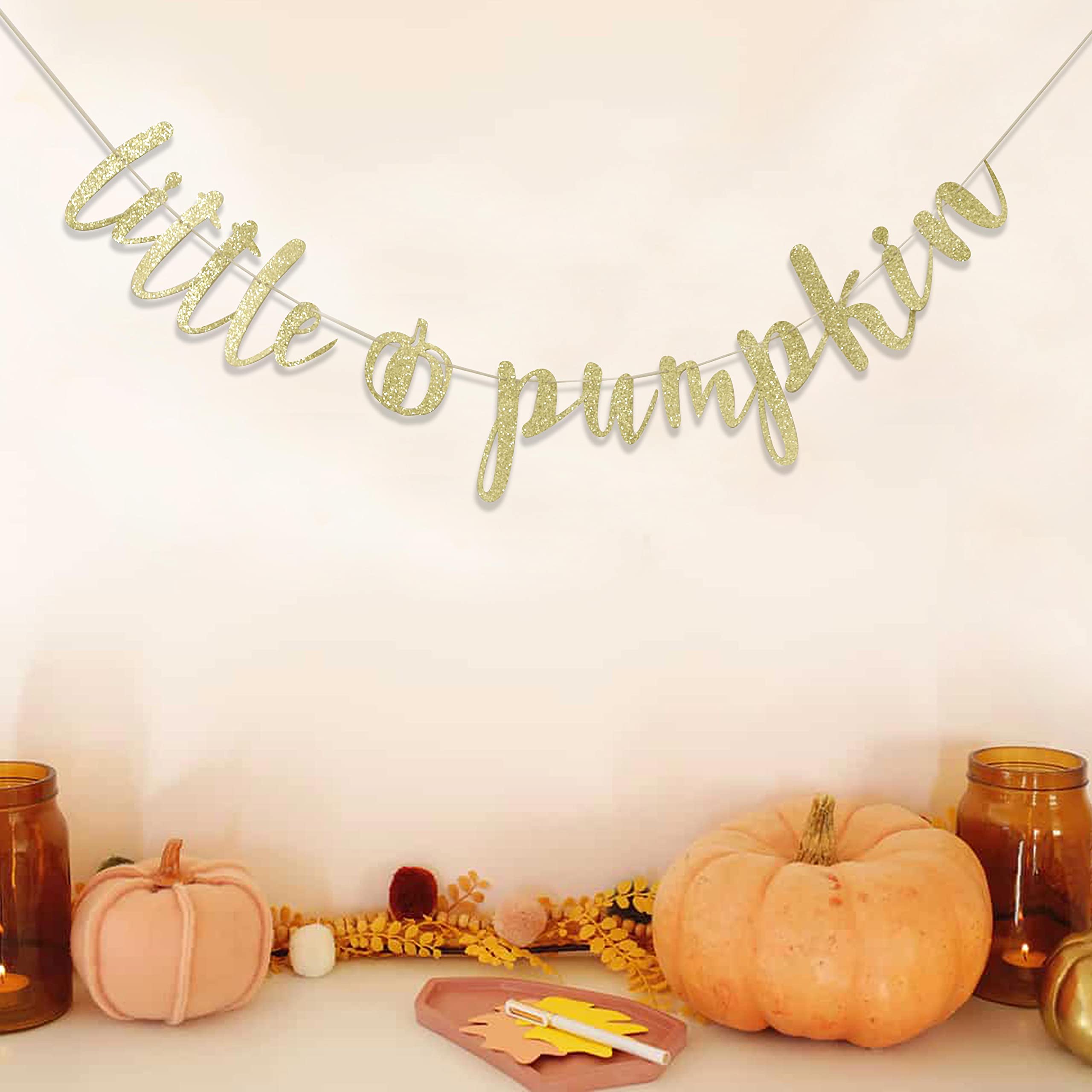 Little Pumpkin Banner - Halloween banner,Little pumpkin 1st birthday banner,Fall Themed Baby Shower Banners, Gold Glitter Fall Baby Party Decorations