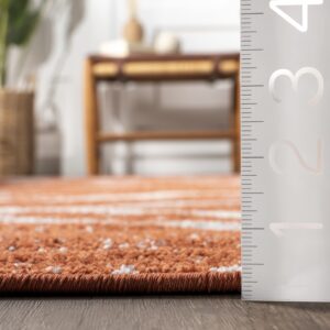 nuLOOM 5x8 Thigpen Contemporary Area Rug, Dark Orange, Abstract Lines, Non-Slip Backing, Stain Resistant, For Bedroom, Dining Room, Living Room, Hallway, Office, Kitchen, Entryway