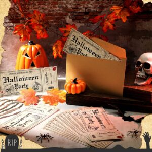 Geelin 30 Pcs Halloween Party Invitations with Envelopes Ticket Scary Halloween Party Invitations Halloween Baby Shower Invitations Horror Birthday Invitations Party Invitation Cards (Pumpkin Style)