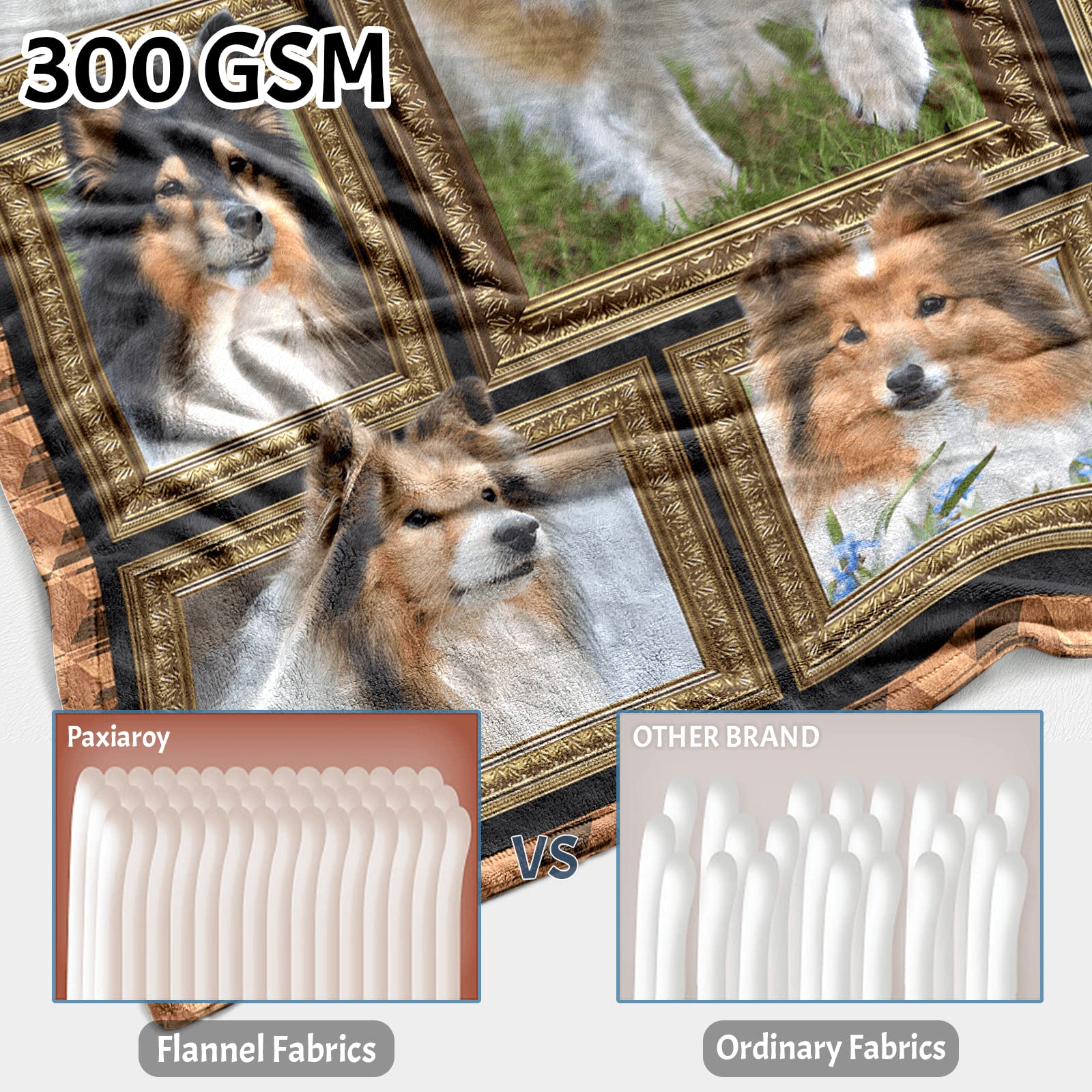 Sheltie Shetland Sheepdog Blanket, Fleece Throw Blanket for Couch Bed, Soft Cozy Warm Flannel Blankets and Throws for Sofa Living Room, Gifts for Dog Lovers, 50" x 60"