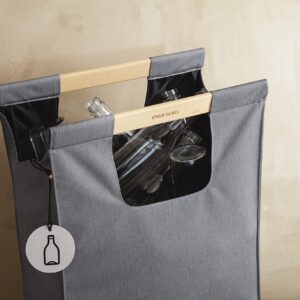 Eva Solo | Waste Separation Bag 7.4 Gallon (28 litres) | Beechwood Handles with Magnet Closure | Robust Stable Waste Separation Bag | Dark Grey