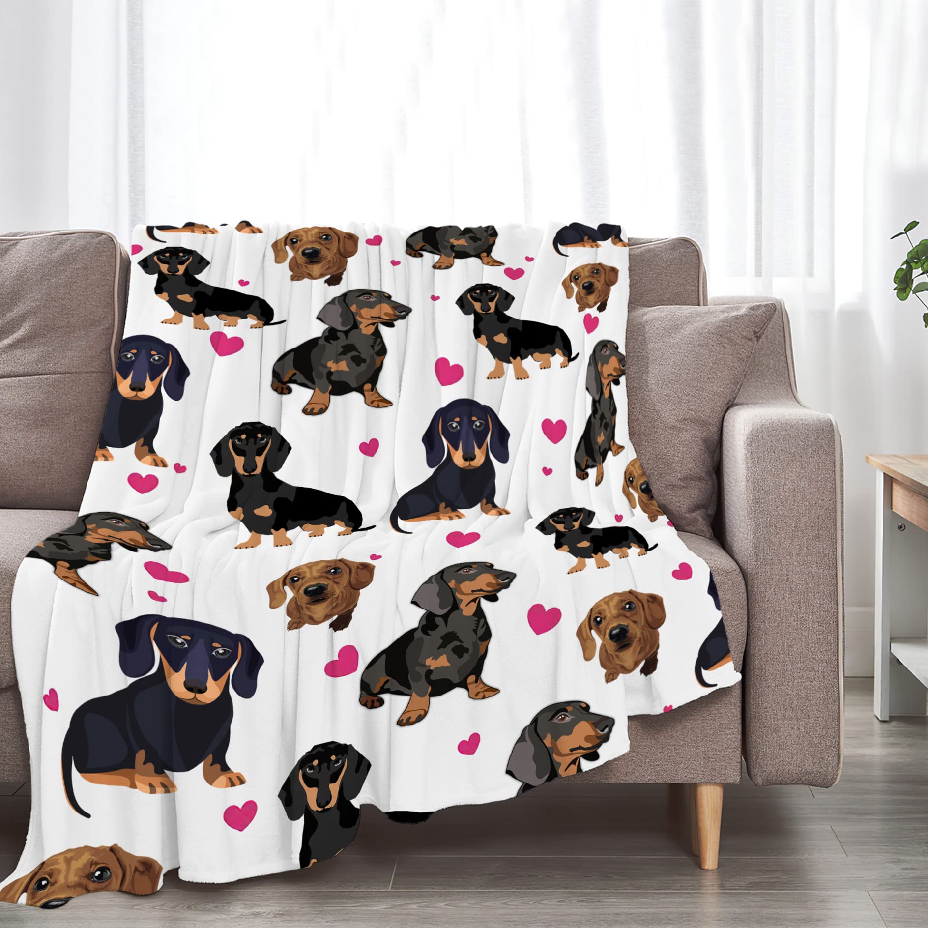 Dachshund Blanket for Girls Boys Women Gifts for Dachshund Lovers Dachshund Throw Blanket for Kids Adults Ultra Soft Cozy Fleece Blanket for Couch Sofa ​Bed 40"x50"