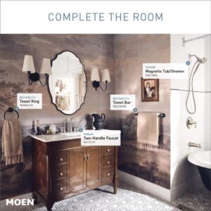 Moen Ronan Spot Resist Brushed Nickel Two-Handle Widespread Modern Bathroom Faucet, Valve Included, 84023SRN