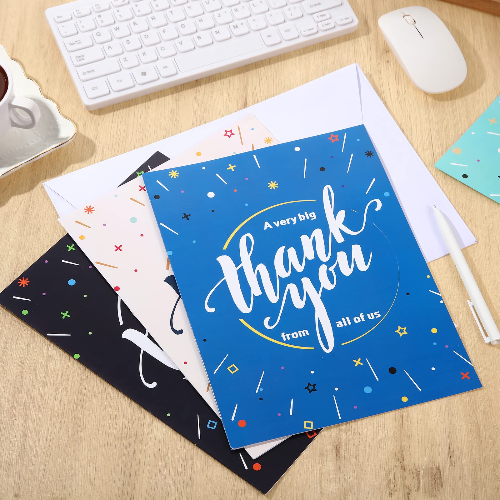 Leitee 4 Pcs Big Thank You Card with Envelope Large Appreciation Cards 17 x 12'' Thank You Card Oversize Group Team Card for Doctor Teacher (Classic)