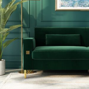 STORFENBOR Green 85'' Velvet Sofa, Mid-Century Modern 3-Seat Couch with 2 Pillows & Gold Legs for Living Room Apartment Large Space