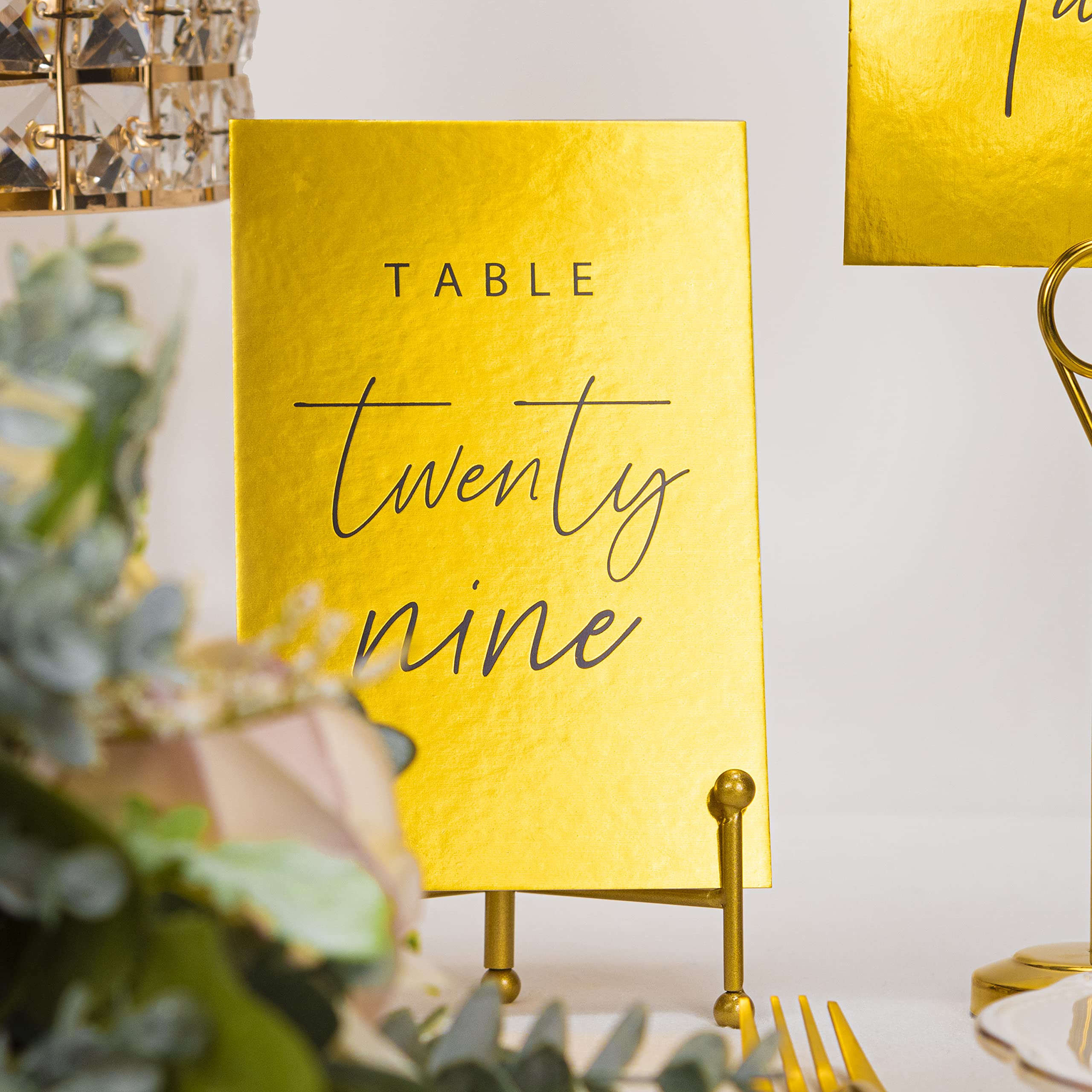 Crisky Gold Table Number Cards for Vintage Wedding, Anniversary, Birthday, Bridal Shower Party. Great Gatsby Theme, Elegant Black Double-Sided Design 4 x 6 Inch Number One - Thirty & Head Table.