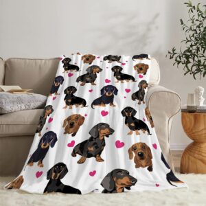 Dachshund Blanket for Girls Boys Women Gifts for Dachshund Lovers Dachshund Throw Blanket for Kids Adults Ultra Soft Cozy Fleece Blanket for Couch Sofa ​Bed 40"x50"