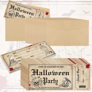 geelin 30 pcs halloween party invitations with envelopes ticket scary halloween party invitations halloween baby shower invitations horror birthday invitations party invitation cards (pumpkin style)