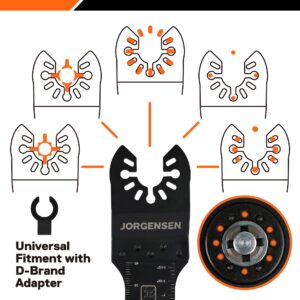 JORGENSEN 3 Pack Oscillating Saw Blades, Tialn Coated Carbide Multitool Blades with 2 Adapters, Universal Multi Oscillating Tool Blade Kits for Hard Material, Hardened Metal, Nails, Bolts, Screws