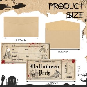 Geelin 30 Pcs Halloween Party Invitations with Envelopes Ticket Scary Halloween Party Invitations Halloween Baby Shower Invitations Horror Birthday Invitations Party Invitation Cards (Pumpkin Style)