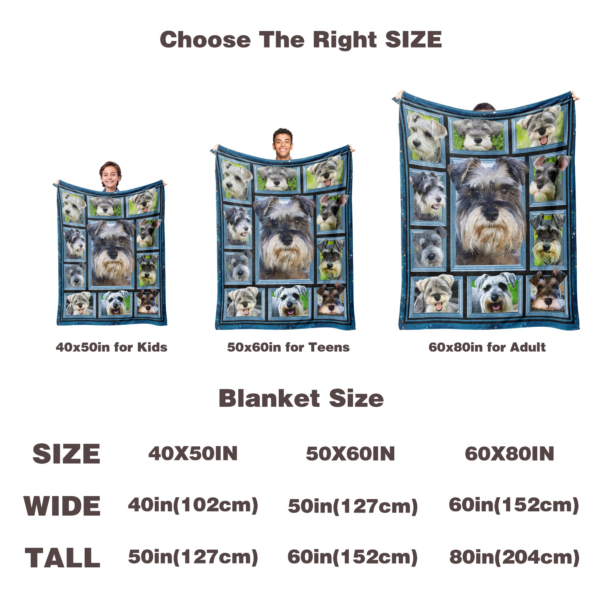 Schnauzer Blanket for Women Men Kids, Schnauzer Gifts for Schnauzer Dog Lover, Super Soft Fuzzy Dog Throw Blanket Schnauzer Decor Plush Gift for Birthday Christmas 50x60 inch