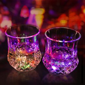 2 packs flash light up cups liquid activated multicolor led glasses fun light up drinking shot glasses,glowing wine glasses led flashing cups,favors adults shot cups for party,bar,disco