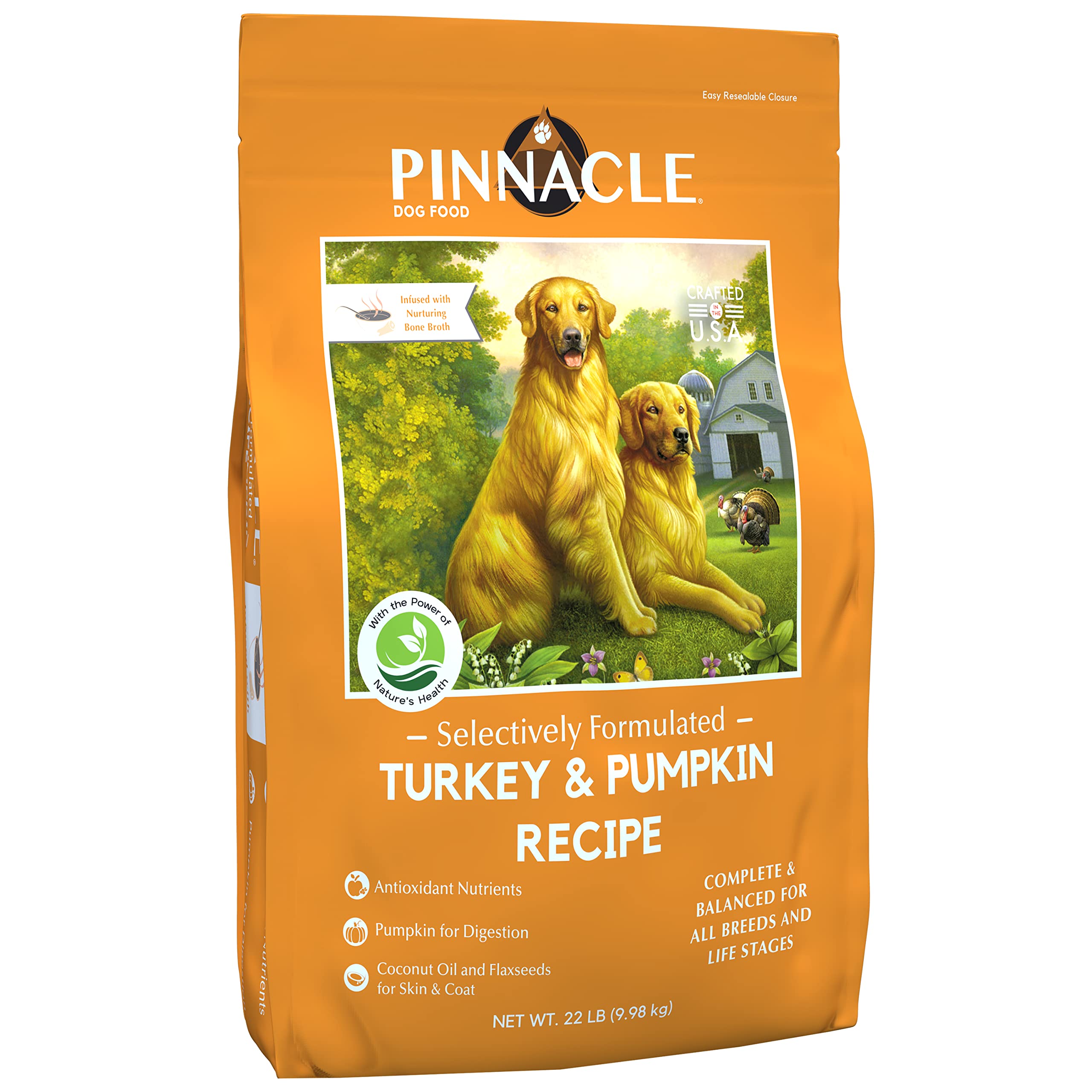 Pinnacle Pet Pinnacle Turkey & Pumpkin Dry Dog Food 22 lb, Infused with Broth