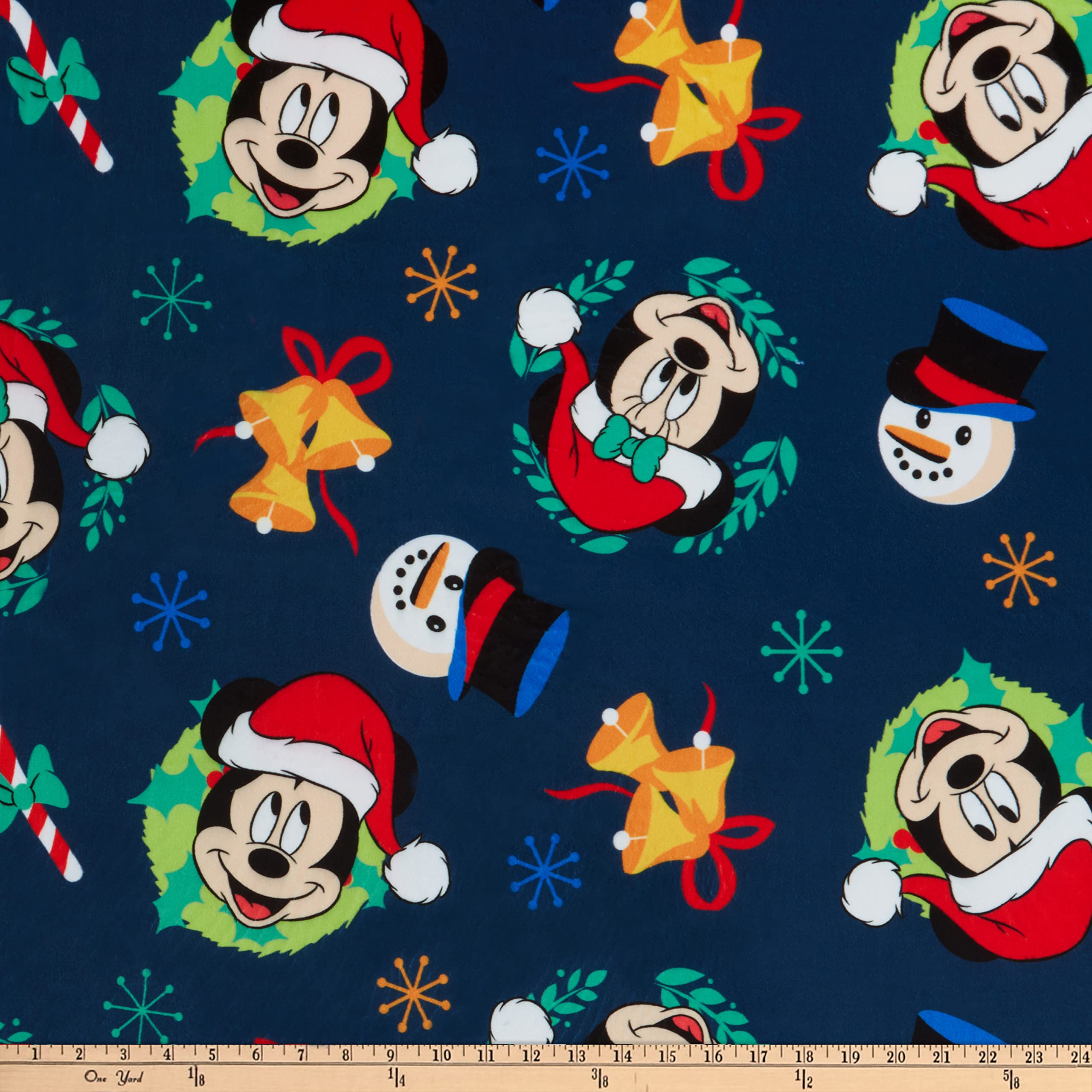 Disney Minky Summer 2022 Mickey Mouse Joy to The World Navy, Fabric by The Yard