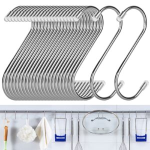 acxfond 100pcs s hooks for hanging 3.5 inch s shaped hanging hooks heavy duty s hooks metal hooks for hanging kitchen utensils, plants, pot, pan, cups, towels