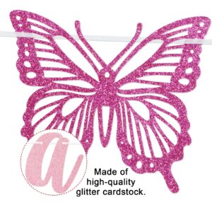 Welcome Baby Girl Banner, Butterfly Baby Girl Banner, Girl Baby Shower Decorations (Pink)