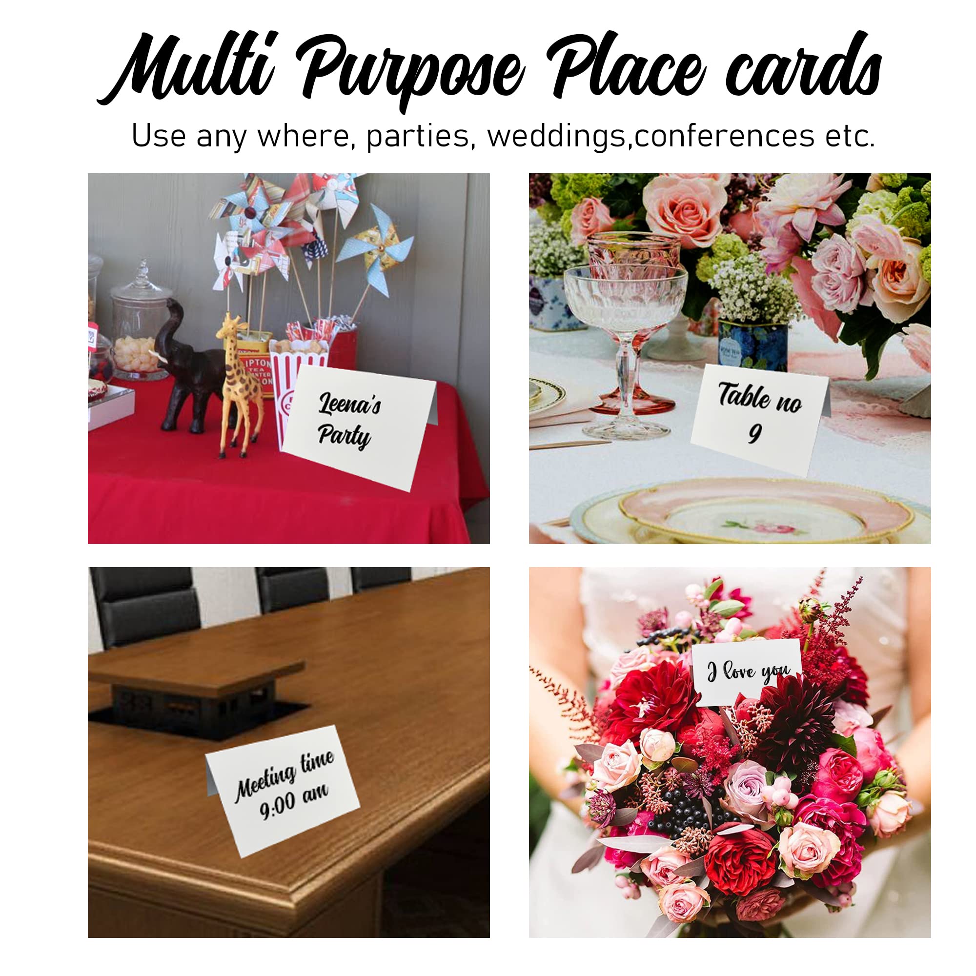 Evaster Place Cards Pack of 100. Premium Tent Name Place Cards for Table Setting 2.5x3.75 inches White Blank - Perfect Place Cards for Weddings, Banquets Dinner Parties and any other Events