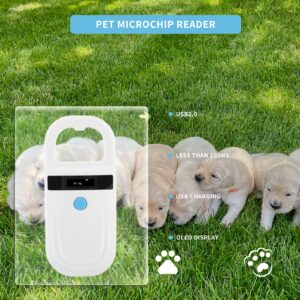 Gugxiom Pet Microchip Scanner, 134.2Khz/125Khz Pet Microchip Reader with OLED display, Low Battery Alarm Animal Chip ID Scanner for FDX B(ISO11784/11785) and EMID microchips