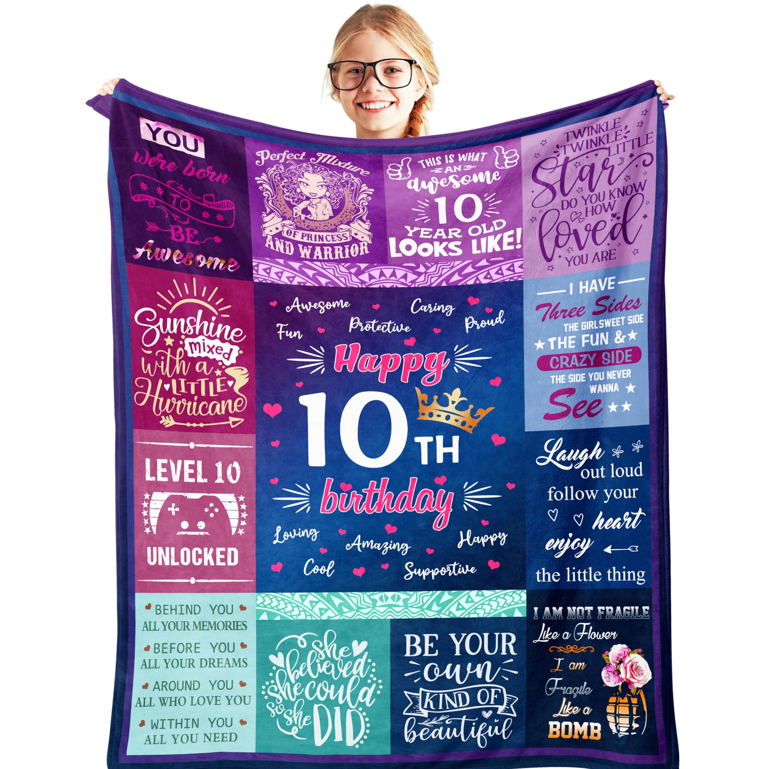 Qotuty 9 Year Old Girl Gifts Blanket 50"x60", Birthday Gifts for 9 Year Old Girl Throw Blanket