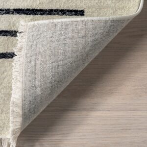 nuLOOM Fringed Performance Indoor Area Rug, Power Loomed, Easy Clean, Durable, Non-Shed, 5' x 8', Keeva Beige