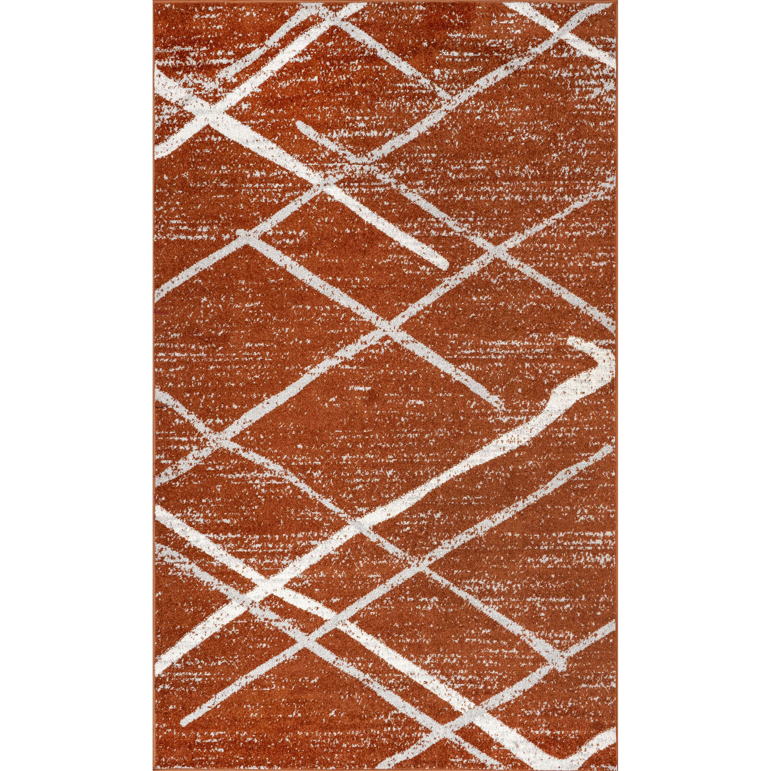 nuLOOM 5x8 Thigpen Contemporary Area Rug, Dark Orange, Abstract Lines, Non-Slip Backing, Stain Resistant, For Bedroom, Dining Room, Living Room, Hallway, Office, Kitchen, Entryway