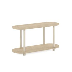 furinno turn-n-tube no tools modern oval side table, bauhaus oak/beige